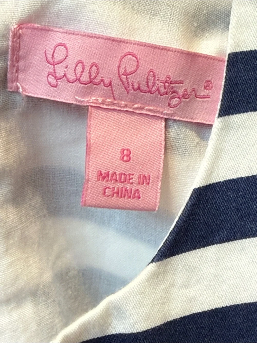 Girls Lilly Pulitzer Nautical Striped Anchor Tank Dress - Navy & White size 8